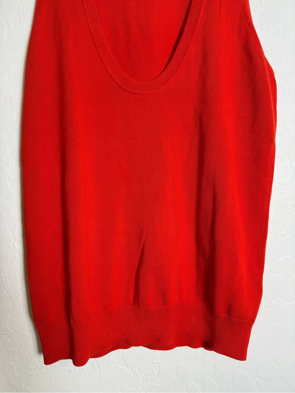 Zara Red Sleeveless Knit Top Deep Scoop V-Neck Sweater Vest Tank